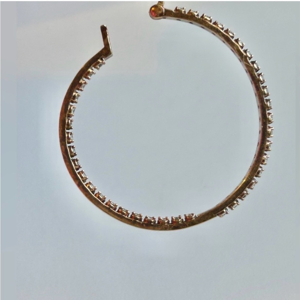 Dee Berkley Gold Vermeil Inside Out CZ Crystal Hoop Earrings 925 Sterling Silver - Picture 9 of 15